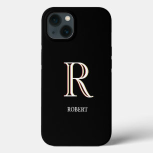 Monograma personalizado negro blanco elegante