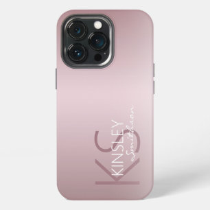 Funda Para iPhone 13 Pro Monograma personalizado rosado Rosa moderno