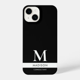 Funda Para iPhone 14 Monograma profesional moderno y blanco negro