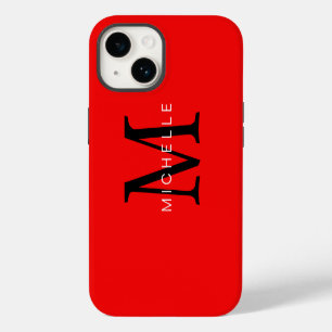 Funda Para iPhone 14 Monograma Profesional Rojo Negro Tu Nombre