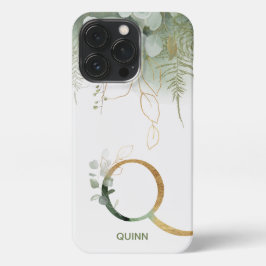 Funda Para iPhone 13 Pro Monograma Q Elegante Suculento Estuche para iPhone