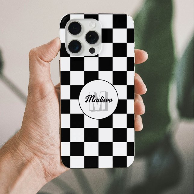 Funda Para iPhone Monograma retro negro y blanco (Subido por el creador)