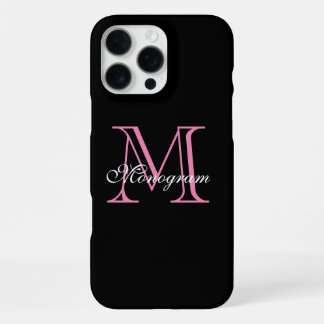 Funda Para iPhone 16 Pro Max Monograma rosa elegante