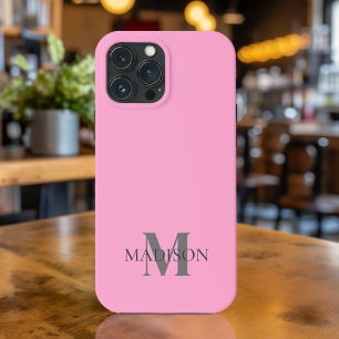 Funda Para iPhone 13 Pro Max Monograma Rosa Minimalista