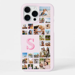Funda Para iPhone 16 Pro Max Monograma rosa moderno Personalizado 25 Collage de