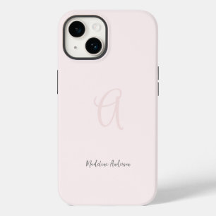 Funda Para iPhone 14 Monograma Rosa Rubor Moderno Minimalista Femenino