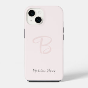 Funda Para iPhone 14 Monograma Rubor Rosa Moderno Feminina Minimalista