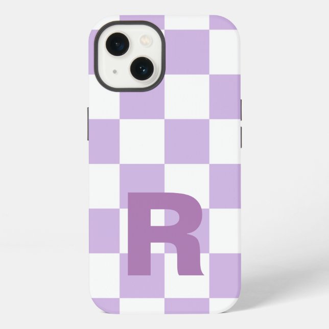 Funda Para iPhone Monograma simple pastel púrpura de la lámina (Reverso )