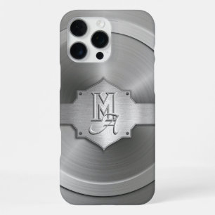 Funda Para iPhone 16 Pro Max Monograma tallado en acero metálico trompe l’œil