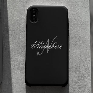 Funda Para iPhone X Monograma único personalizado de nombre blanco y n