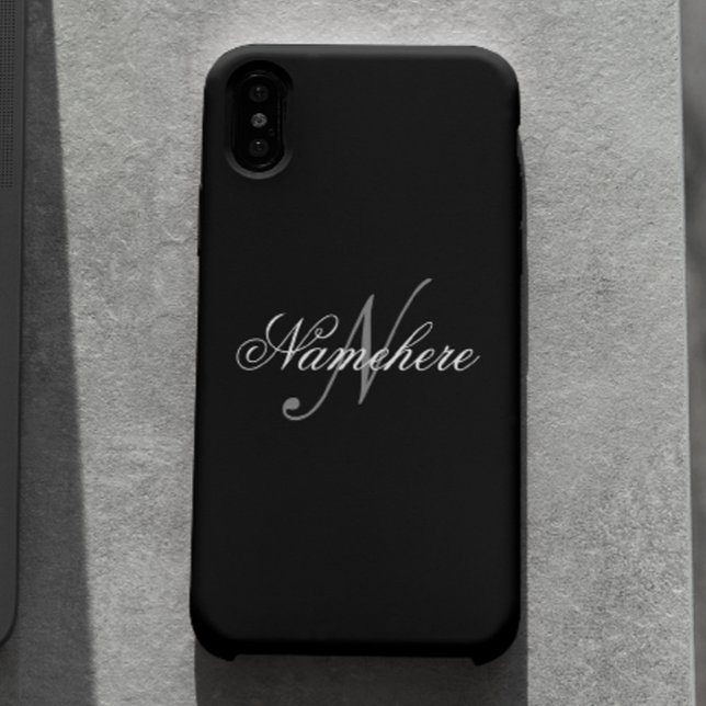 Funda Para iPhone Monograma único personalizado de nombre blanco y n (Subido por el creador)