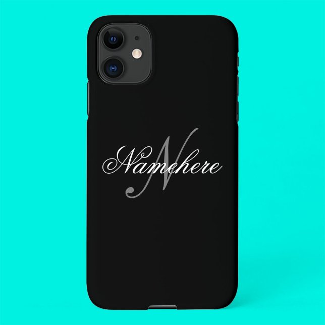 Funda Para iPhone Monograma único personalizado de nombre blanco y n (Subido por el creador)