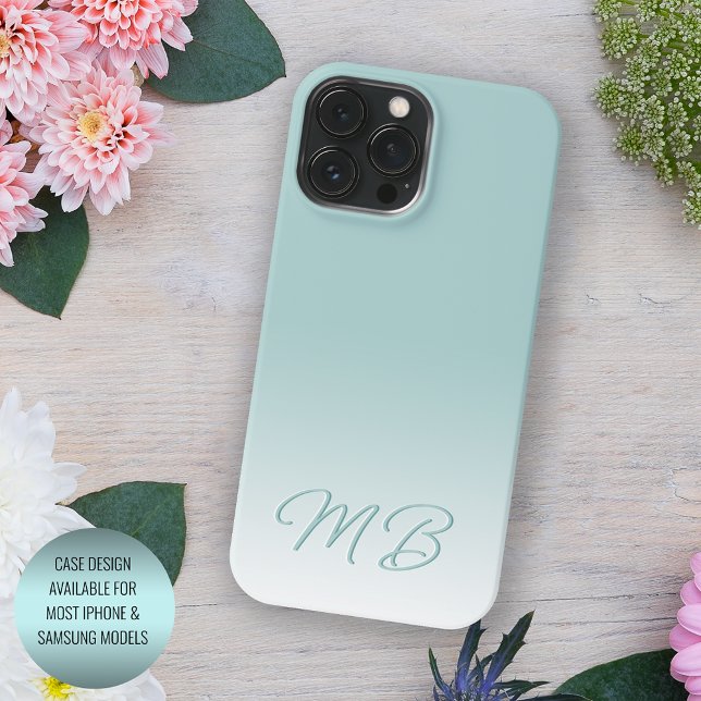 Funda Para iPhone Monograma verde de la Fábrica de la Moneda de la M (Subido por el creador)