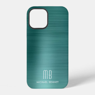Funda Para iPhone 12 Monograma Verde Elegante