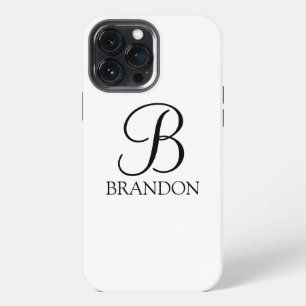 Funda Para iPhone 13 Pro Max Monograma y nombre de guión personalizado clásico