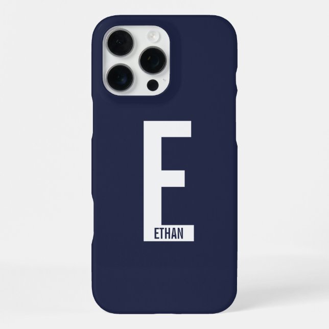 Funda Para iPhone Monograma y nombre negrita personalizado moderno (Reverso )