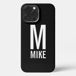 Funda Para iPhone 13 Pro Max Monograma y nombre personalizados modernos