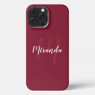 Funda Para iPhone 13 Pro Max Monograma y nombre personalizados modernos de colo