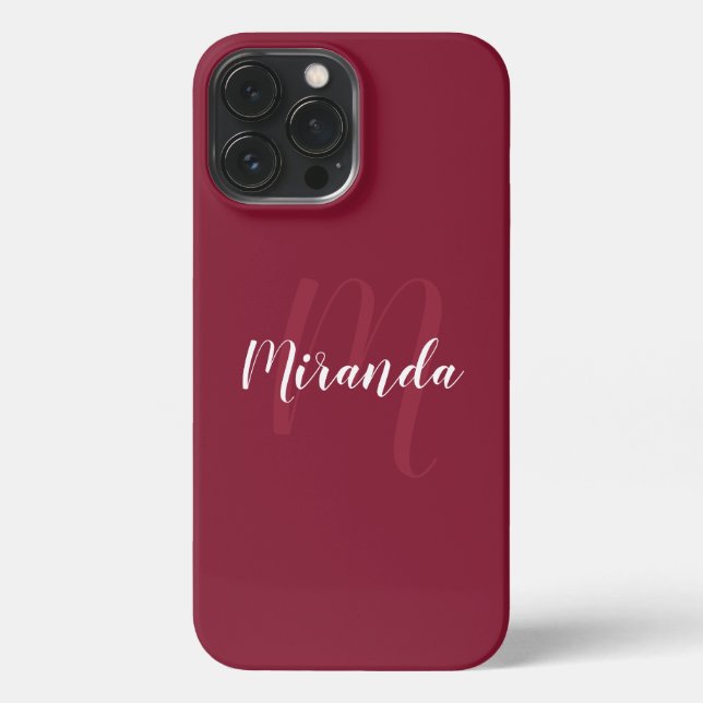 Funda Para iPhone Monograma y nombre personalizados modernos de colo (Reverso )
