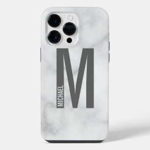 Funda Para iPhone 14 Pro Max Monograma y nombre personalizados modernos en negr