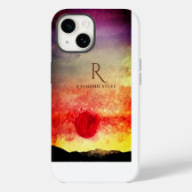 Monogramación de las montañas Watercolor Sunset