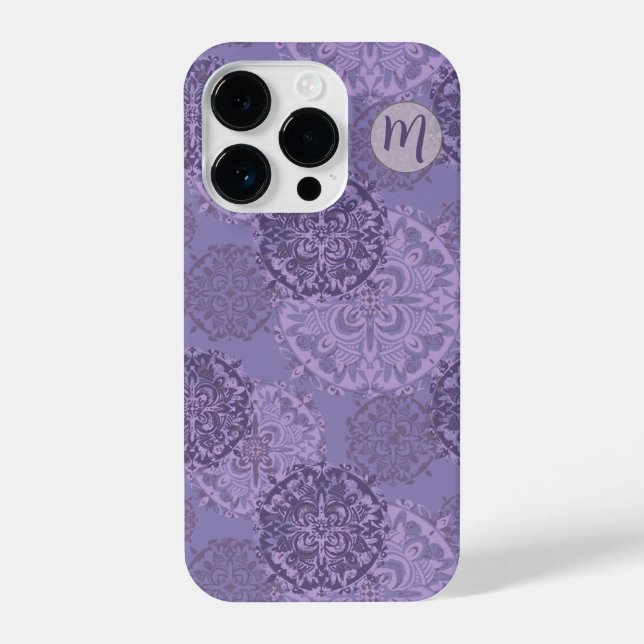 Funda Para iPhone Monogramado Boho Purple Mandalas (Reverso )