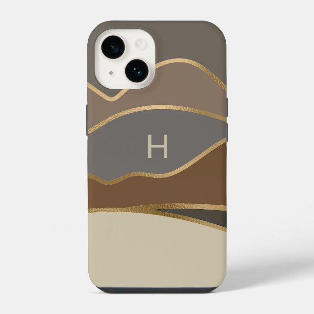 Funda Para iPhone Monogramado de las colinas pintadas (Reverso )