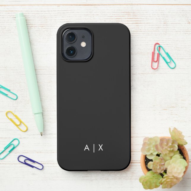 Funda Para iPhone Monogramado de nombre simple de pareja (En el escritorio)