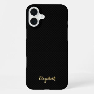 Funda Para iPhone 16 Plus Monogramado de oro negro moderno y elegante