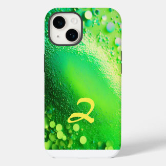 Funda Para iPhone 14 Monogramado Lime Green Purpurina