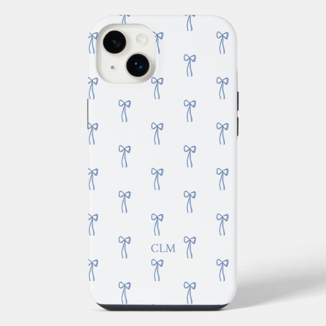 Funda Para iPhone Monogramado pequeño azul de vaca (Reverso)