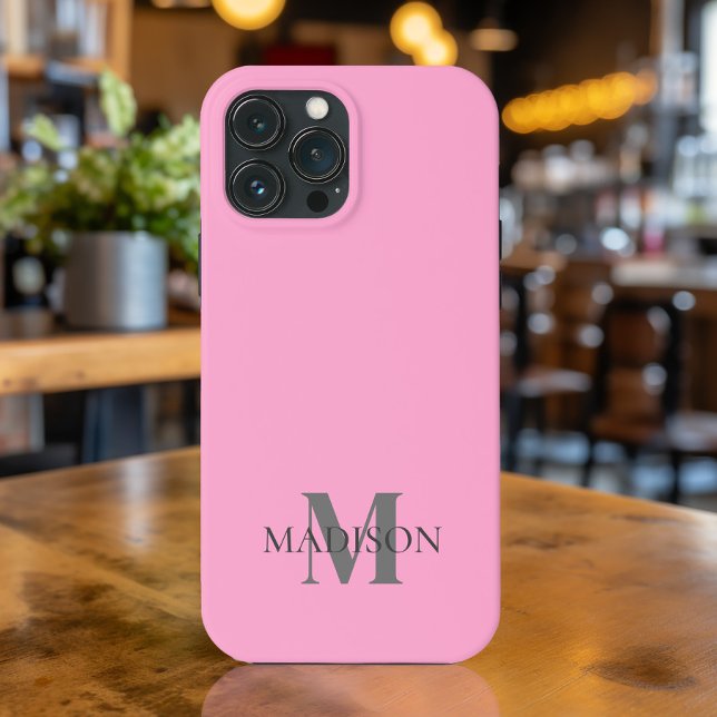 Funda Para iPhone Monogramado rosa minimalista (Subido por el creador)