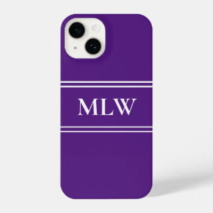 Funda Para iPhone 14 Monogramado simple real morado y blanco