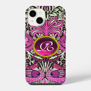 FUNDA PARA iPhone 14 MONOGRAMOS DE PIEDRA DE PIEDRA DE FLORES, PÁQUINAS