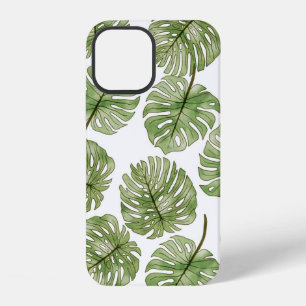 Funda Para iPhone 12 Monstera Acuarela Verde Hojas Tropicales Sin Costu