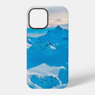 Funda Para iPhone 12 Montañas con picos nevados y cielo de puesta de so