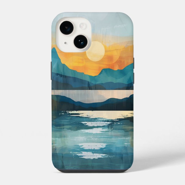 Funda Para iPhone Montañas de puesta de sol boho (Reverso )