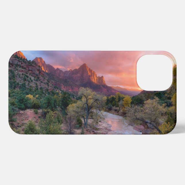 Funda Para iPhone Montañas | El parque nacional Watchman Zion Utah (Reverso Horizontal)