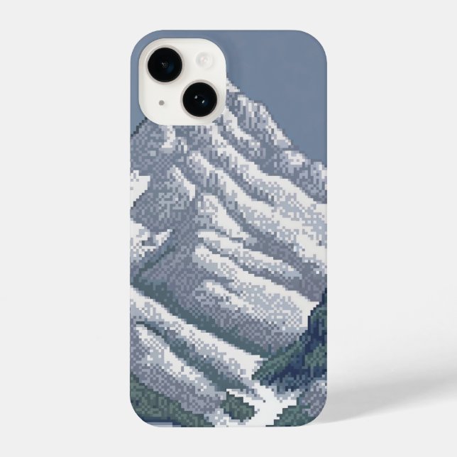 Funda Para iPhone montañas nevadas pixeladas (Reverso )
