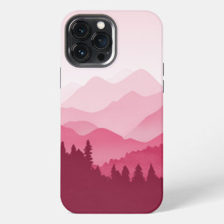 Funda Para iPhone 13 Pro Max Montañas Rosa Caliente