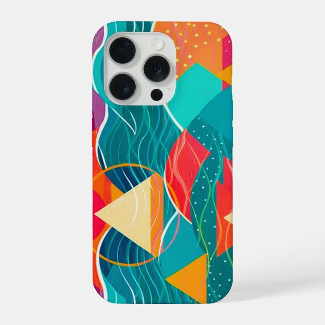 Funda Para iPhone Montañas y río abstractos (Reverso )