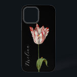 Funda Para iPhone 12 Pro Moody Moda floral Flor de cosecha<br><div class="desc">Simplemente personalizar este increíble estuche para iPhone. Ilustracion floral antiguo sobre fondo negro. Los campos de texto de la plantilla están prediseñados para permitirle personalizar fácilmente. Flor clásica,  tulipán elegante,  elegancia moderna. Diseños antiguos para los tiempos modernos. siga @encyclographic</div>