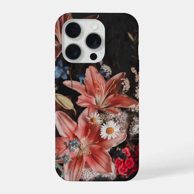 Funda Para iPhone Moody painting-like floral art (Reverso )