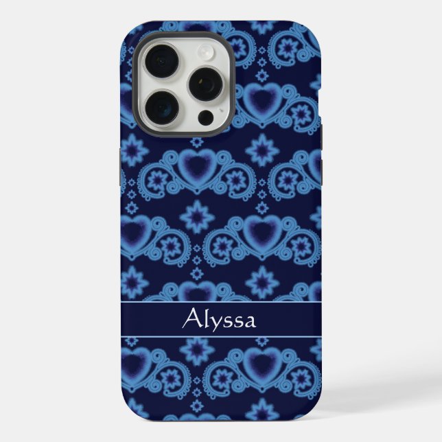 Funda Para iPhone Moon Magic Stars Corazones Celestiales Midnight Bl (Reverso )