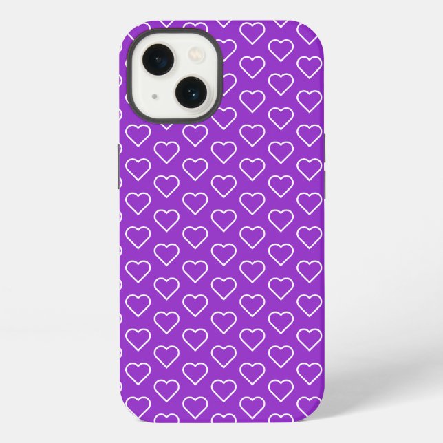Funda para iPhone Morada con Corazones - Elige Col (Reverso )