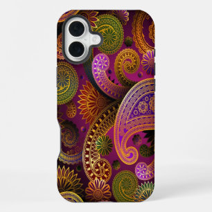 Funda Para iPhone 16 Plus Morado Verde de Paisley