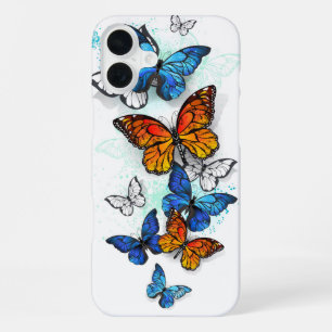 Funda Para iPhone 16 Plus Morfo y monarca de las mariposas voladoras