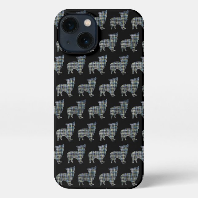 Funda Para iPhone Morkie Dog Cute Silhouette Grid Black (Reverso )
