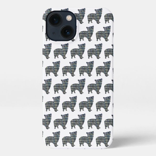 Funda Para iPhone Morkie Dog Cute Silhouette Grid White (Reverso )