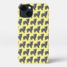 Morkie Dog Cute Silhouette Grid Yellow